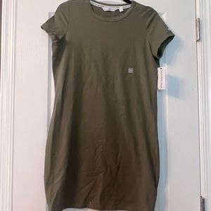 Calvin Klein olive green form fitting T shirt dress, size medium. NWT
